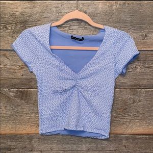 brandy short sleeve blue floral top!!